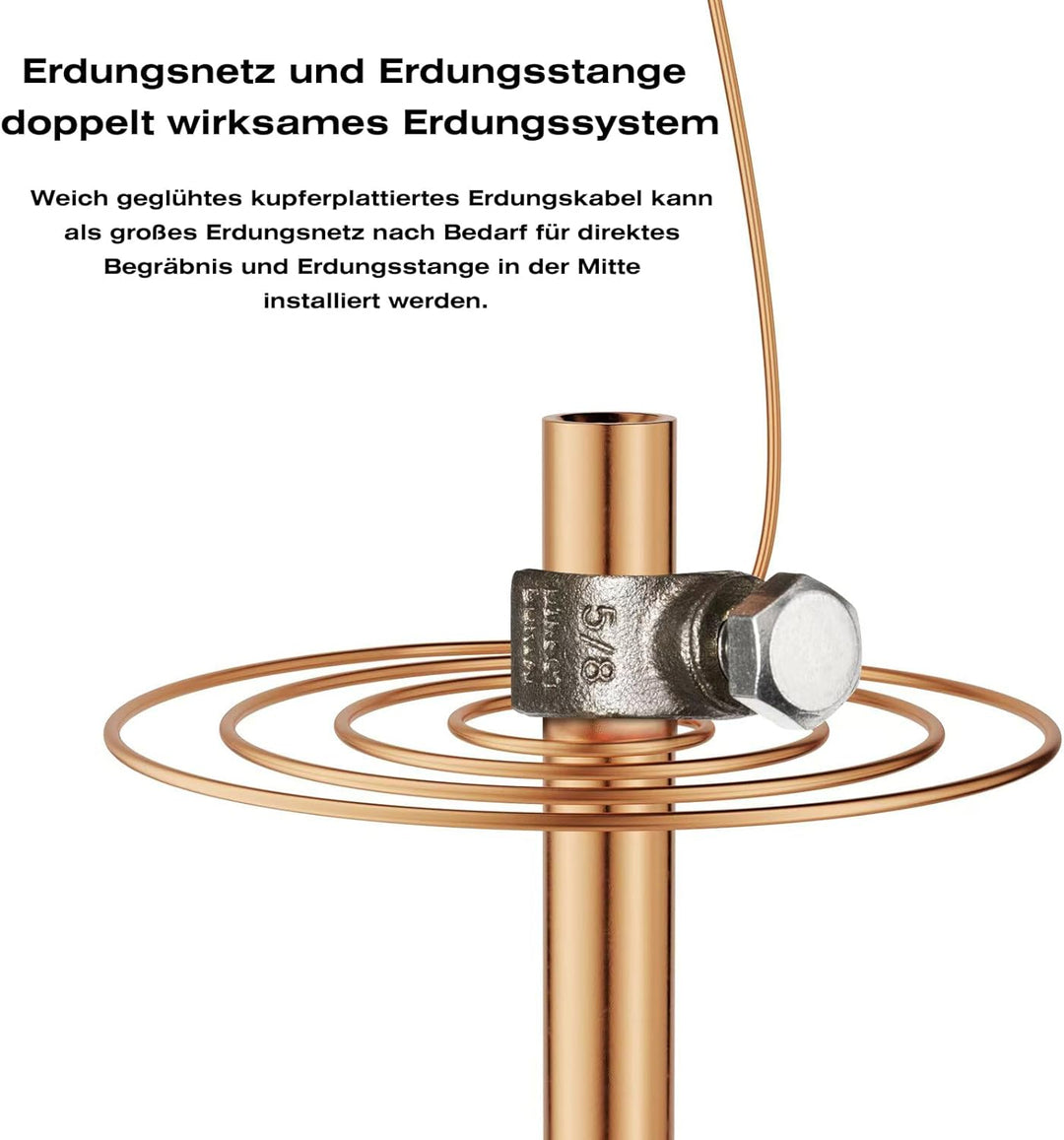 Ground Spike Set Kupferbekleidet 3m Durchmesser 16 mm - Tiefe Erdstange mit Kreuzverbinder & Korrosi