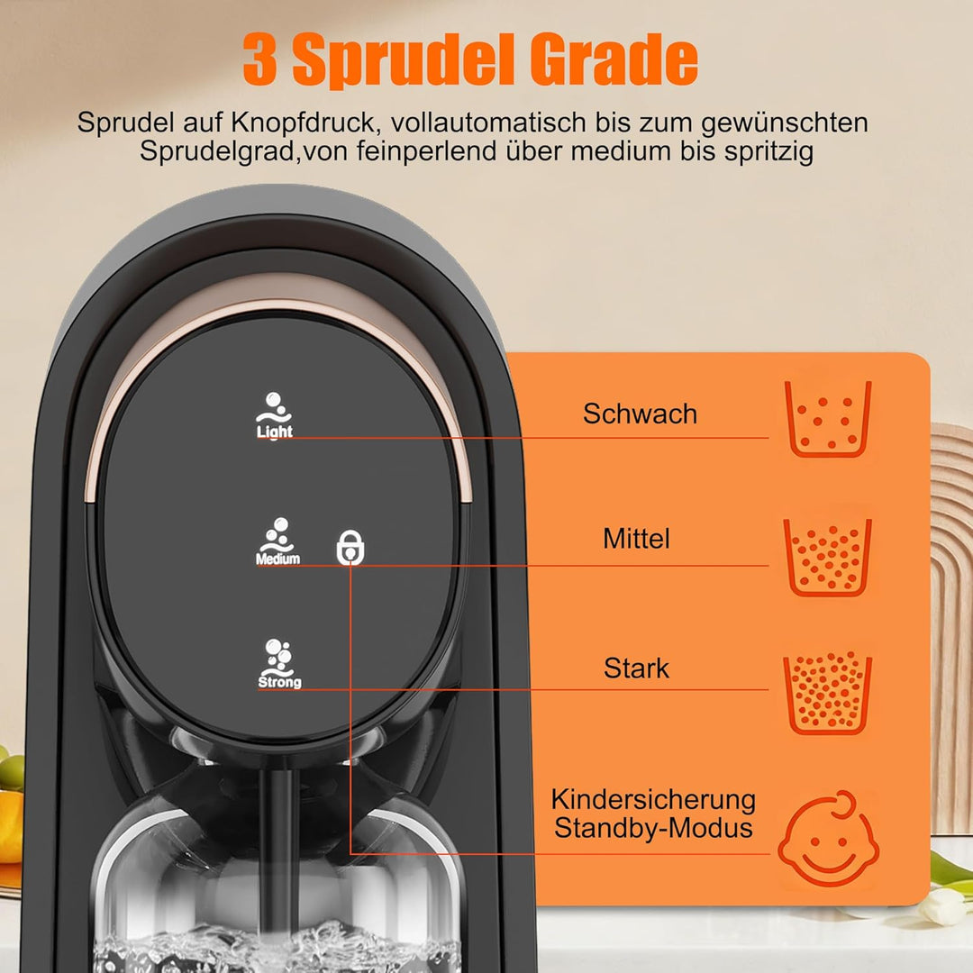 HOMELUX Wassersprudler,Sprudelwasser Maschine,Soda Maker,Wasser Sprudel GeräT,Water Carbonator (Schw