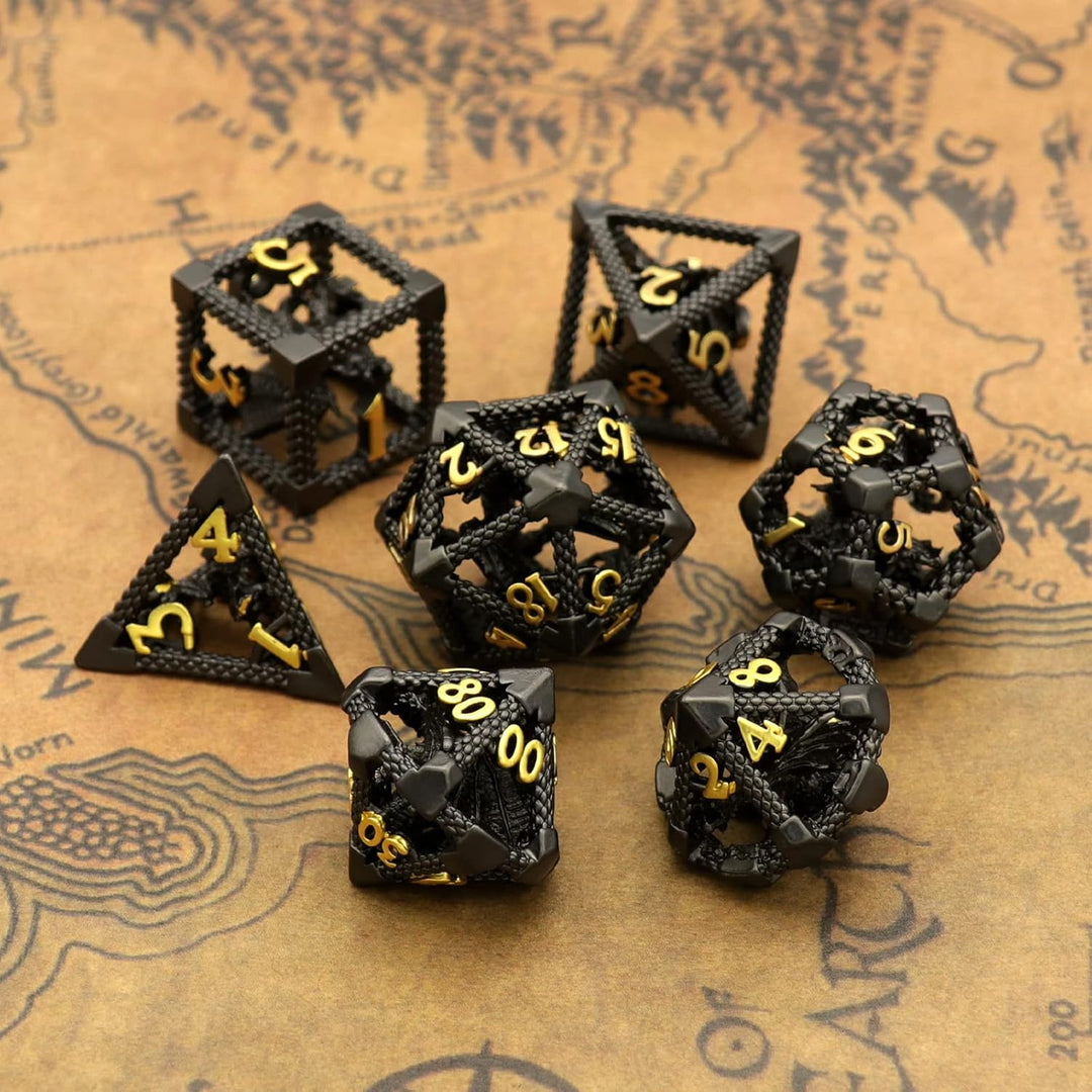 DND Würfel, Dungeons and Dragons Würfel Set HNCCESG Metall Spielwürfel Hohle 3D Drachen D&D Würfel P