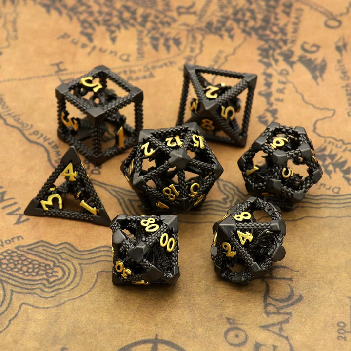 DND Würfel, Dungeons and Dragons Würfel Set HNCCESG Metall Spielwürfel Hohle 3D Drachen D&D Würfel P