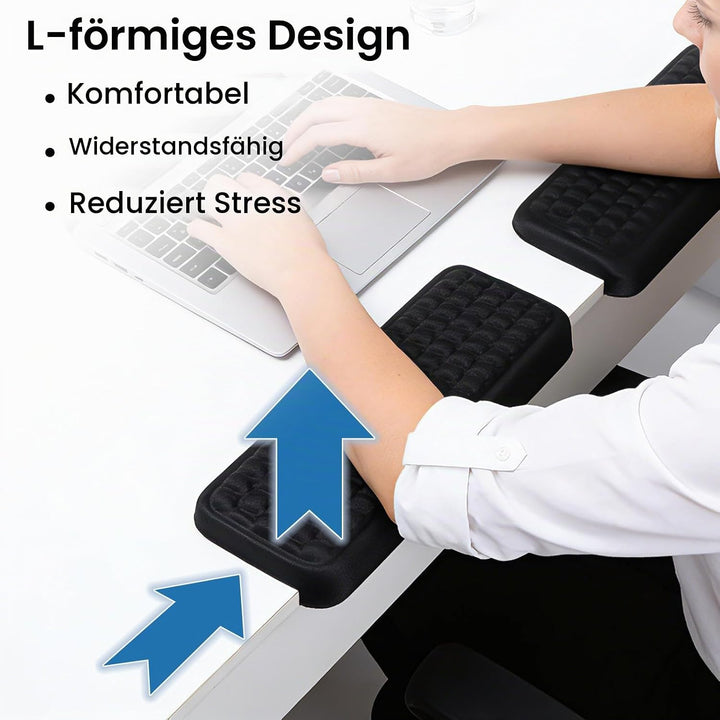 L-förmige Schreibtisch-Armauflage, 2erSet mit Memory-Schaum-Handgelenk-und Ellbogenauflage, ergonomi