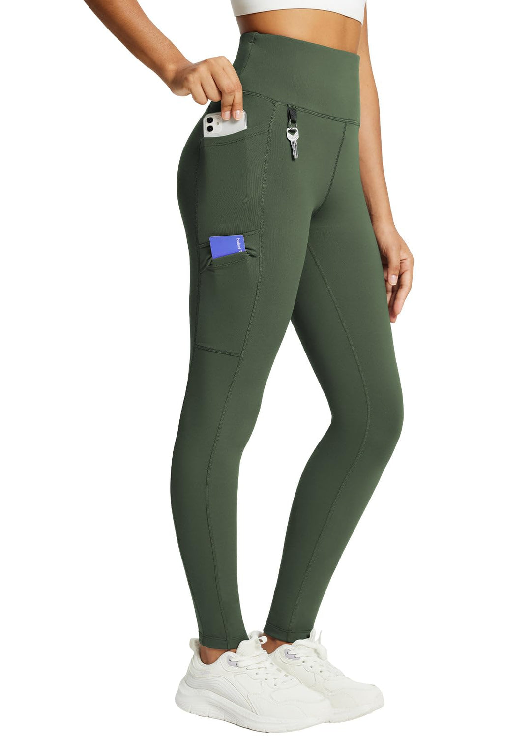 baleaf Damen Fleece gefütterte Leggings Wasserabweisend Hohe Taille Wanderleggings Thermo Leggings F