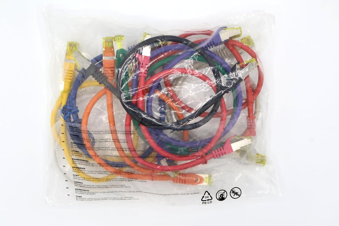 Cat.7 Netzwerkkabel 0,5m 10 Farben 10 Stück Cat7 Ethernetkabel Netzwerk LAN Kabel Rohkabel 10 Gb s S