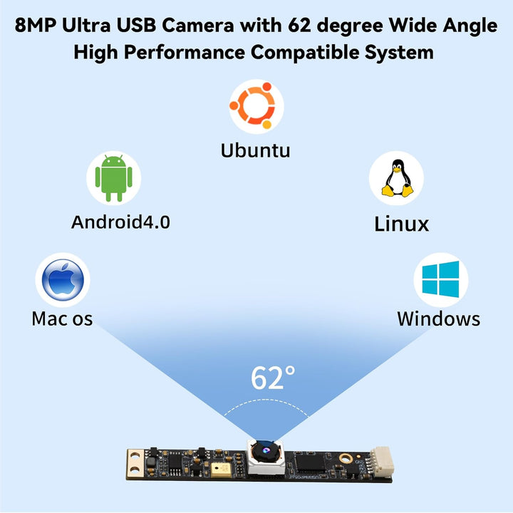 8MP USB Kamera modul mit Mikrofon, 4K 30fps Autofokus Webcam,lighburn Kamera für Laser gravuren,FOV