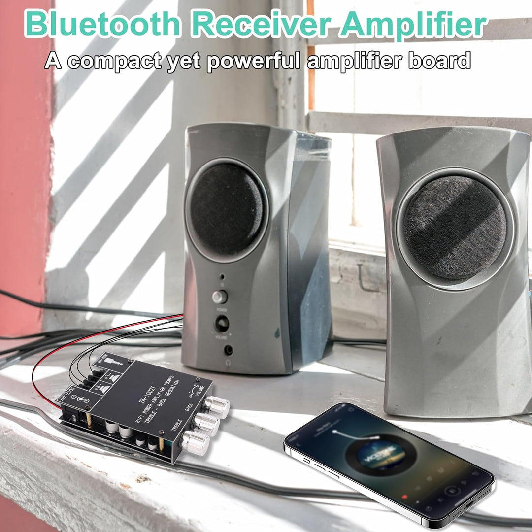 ZK-1002T Bluetooth-Verstärkerplatine, 100W+100W Stereo-Verstärkerplatine mit Höhen- &amp; Bassregelung U
