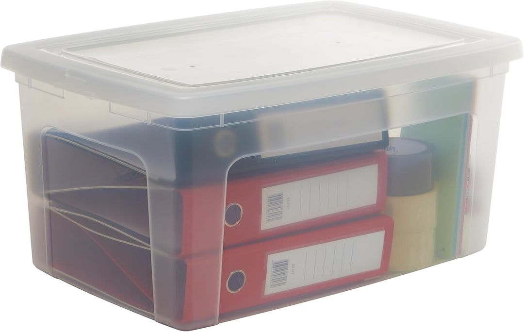 Iris Ohyama, 3er-Set, Aufbewahrungsboxen, 50 L, durchsichtig, stapelbar, Wohnzimmer, Schlafzimmer -