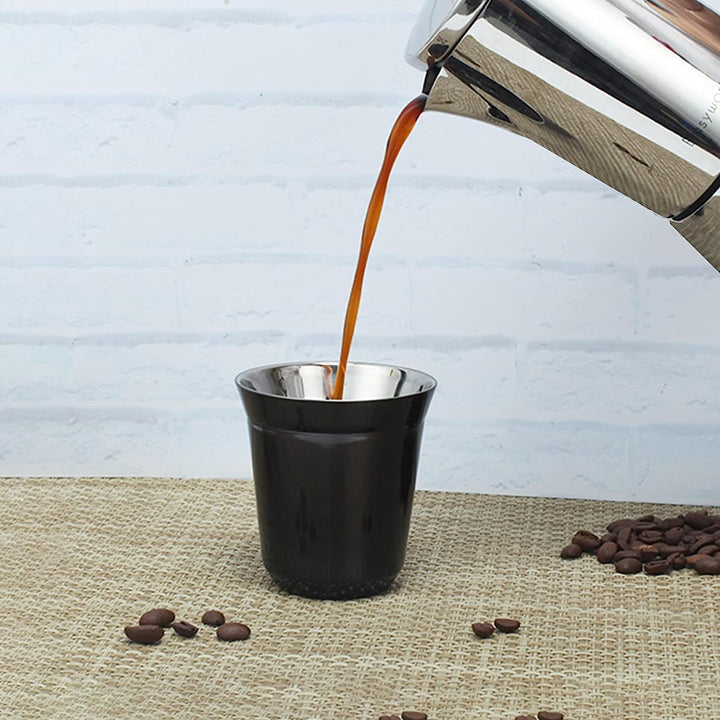 Easyworkz Espressotassen aus Edelstahl, doppelwandig, isoliert, Demitasse-Tassen, 2er-Set, hitzebest