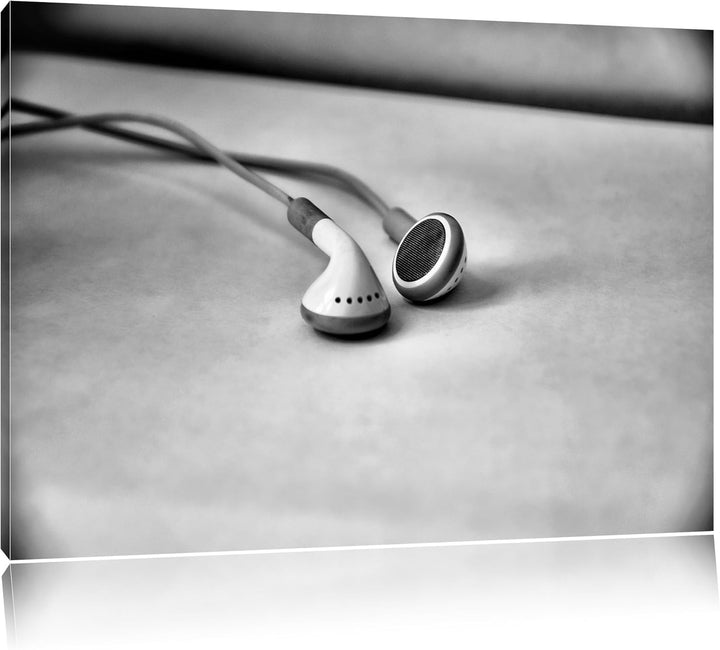 Monocrome, Kopfhörer, Format: 100x70 auf Leinwand, XXL riesige Bilder fertig gerahmt mit Keilrahmen,