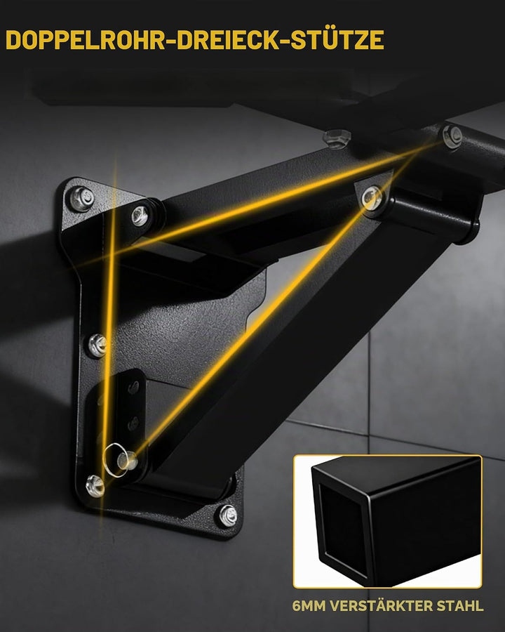GuuG Klimmzugstange Wand Pull Up Bar: Pullup Wall Wandmontage Verstellbare Klimmzug Stange Multifunk