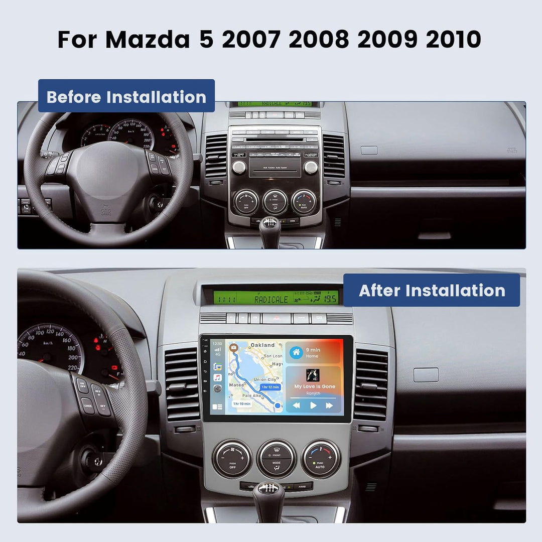 Hikity [2+64GB] Android 15 Autoradio, CarPlay Android Auto Wireless, für Mazda 5 2007 2008 2009 2010