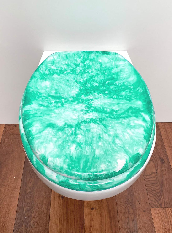 ADOB Toilettensitz, WC Sitz Klobrille Marmor grün, Edelstahlscharniere, Grün, Marmor Grün