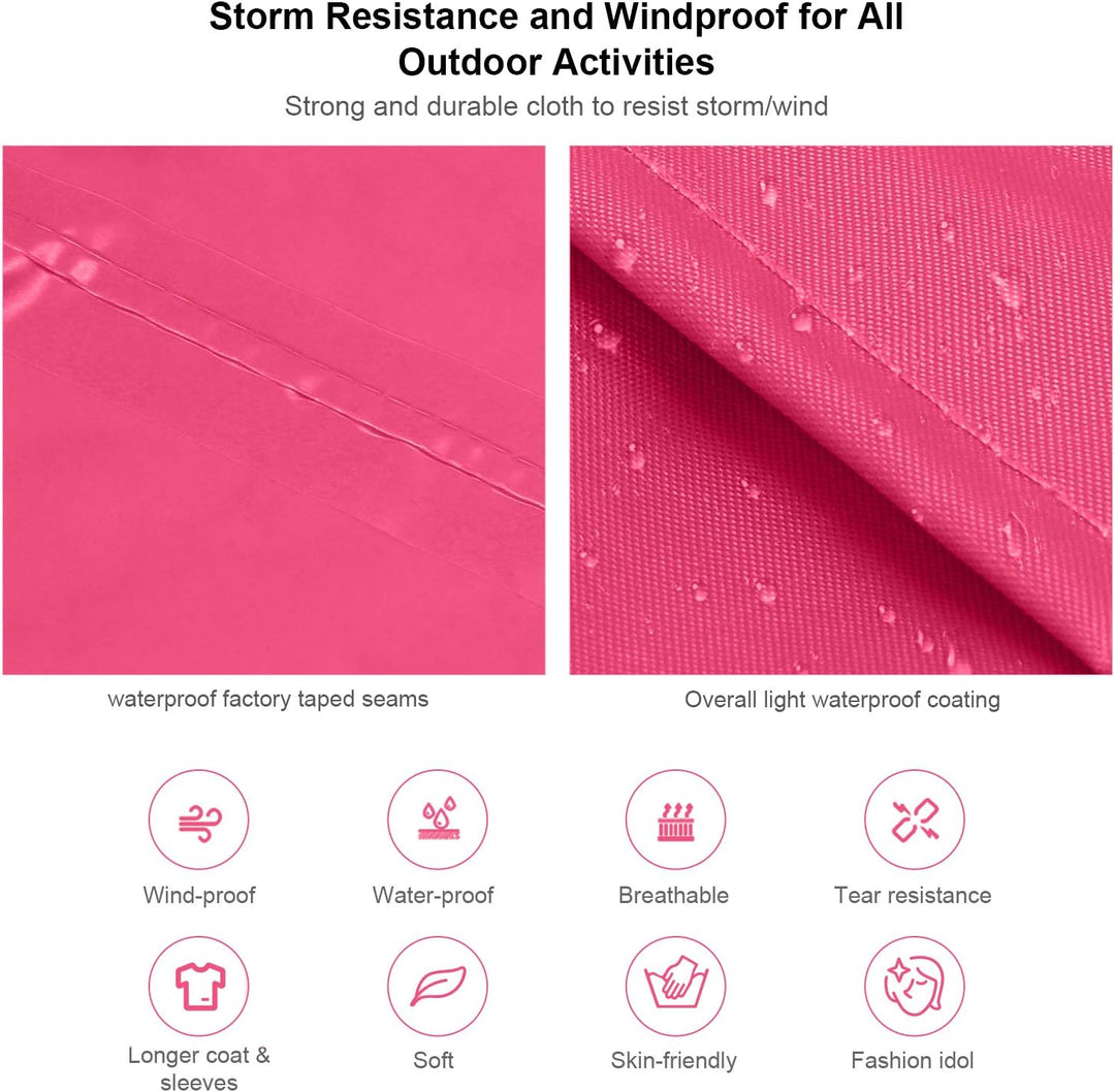 Regenmantel 100% Wasserdicht, der Extra Lange Regenschutz mit Taschen/Reflexstreifen/Kordelzughauben