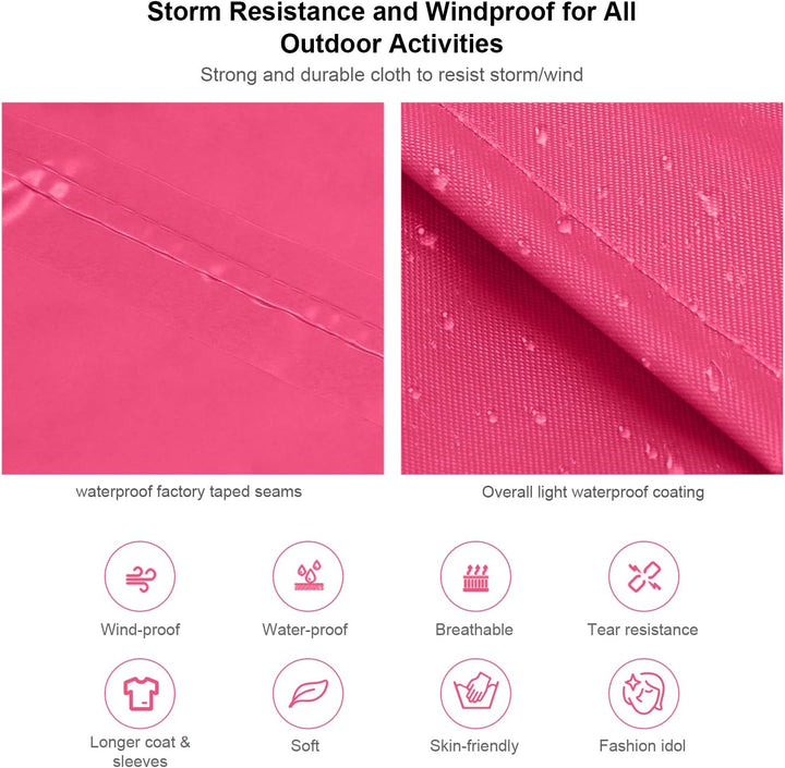 Regenmantel 100% Wasserdicht, der Extra Lange Regenschutz mit Taschen/Reflexstreifen/Kordelzughauben