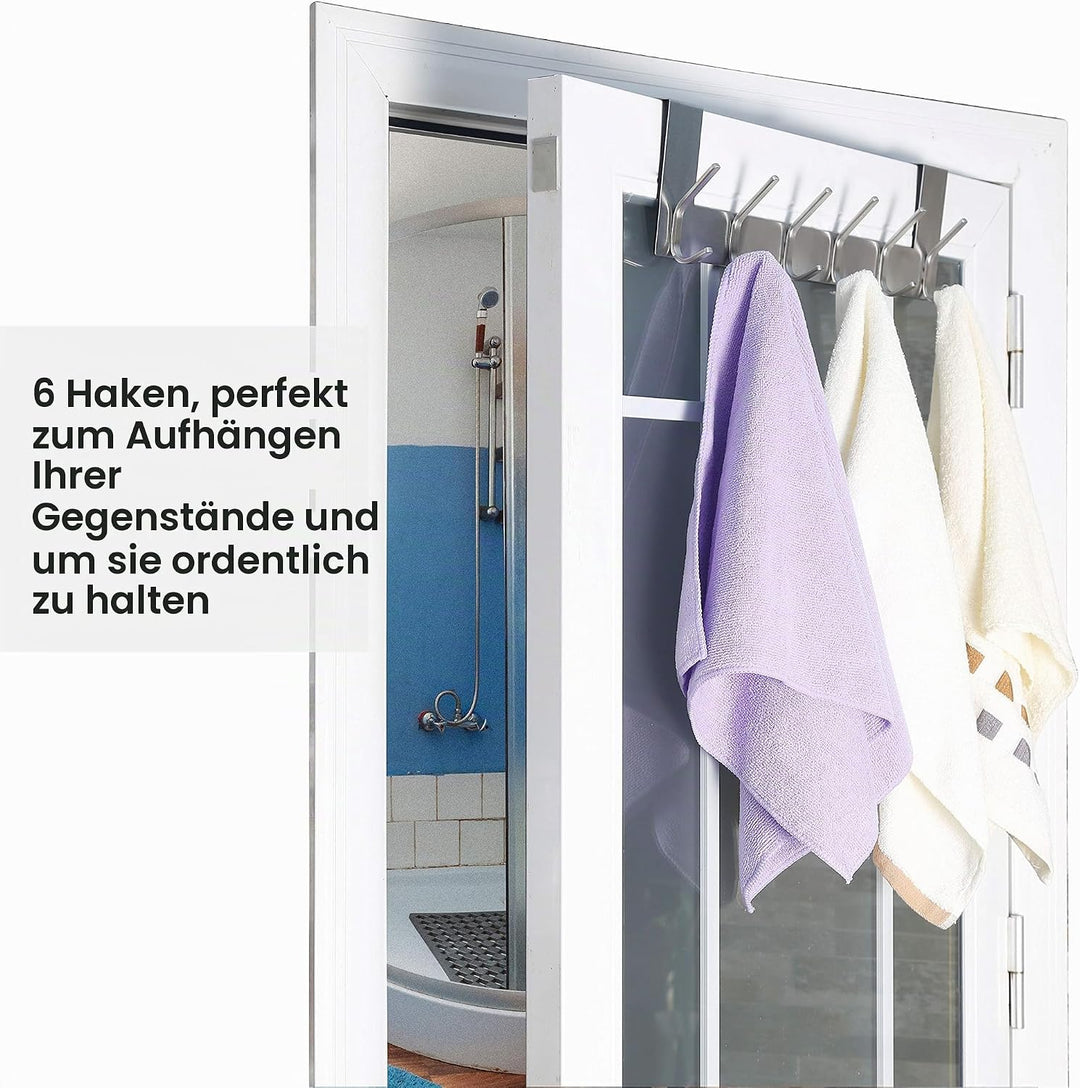 WEBI Türhaken zum Einhängen,Türgarderobe mit 6 Haken,Türaufhänger,Kleiderhaken Tür,Haken Tür,Türhake