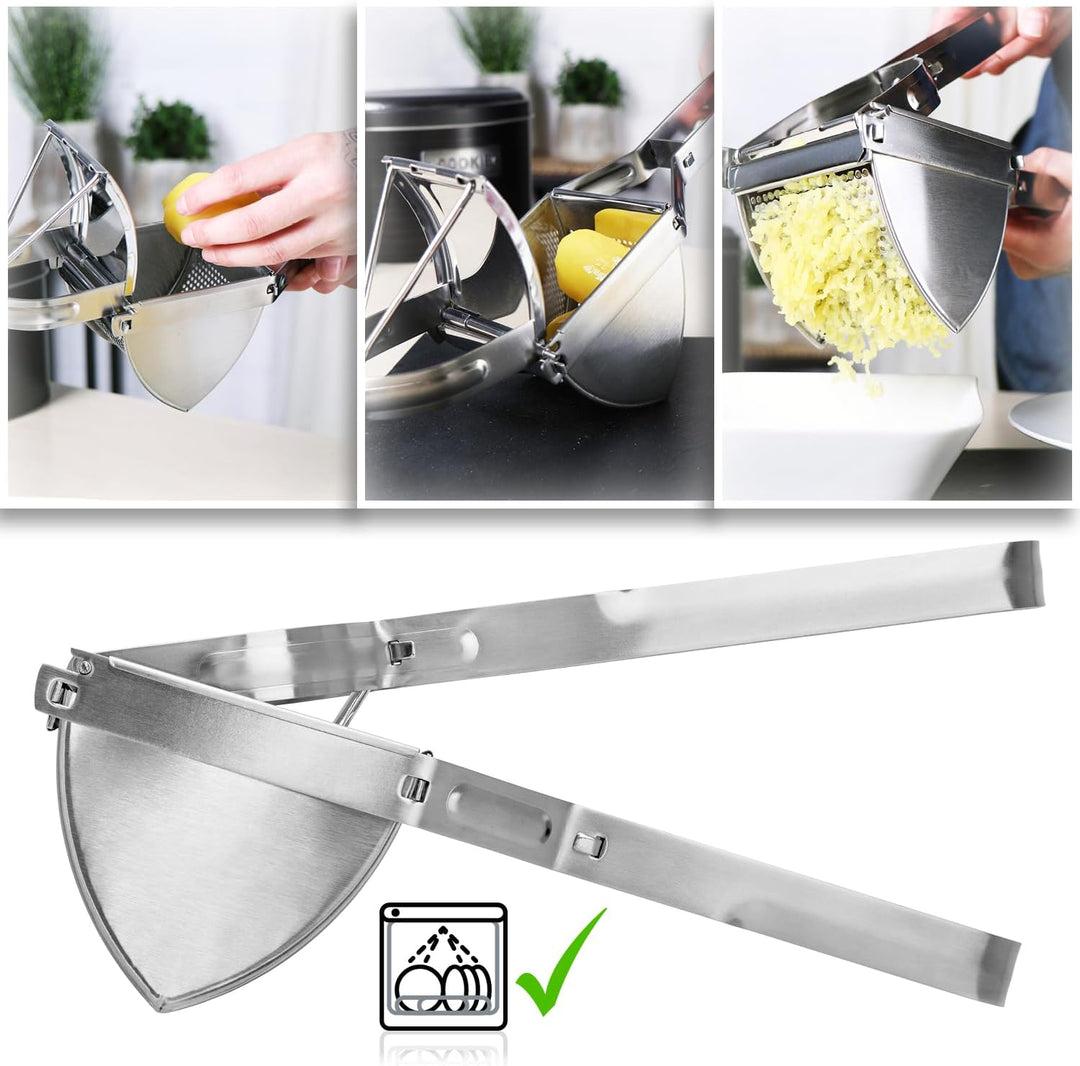 com-four® Kartoffelpresse aus rostfreiem Edelstahl, spülmaschinengeeignet - Spätzlepresse - Spaghett