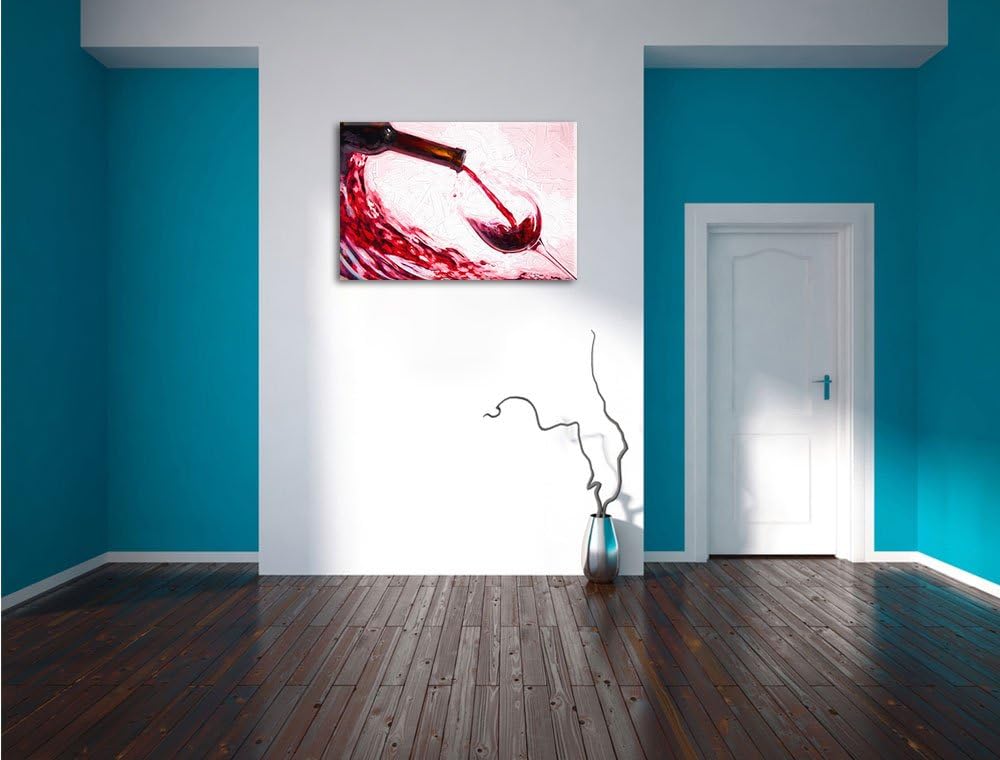 Wein Pinsel Effekt, Format: 100x70 auf Leinwand, XXL riesige Bilder fertig gerahmt mit Keilrahmen, K