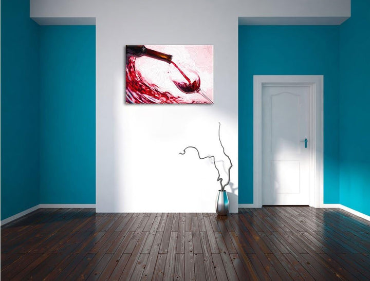 Wein Pinsel Effekt, Format: 100x70 auf Leinwand, XXL riesige Bilder fertig gerahmt mit Keilrahmen, K