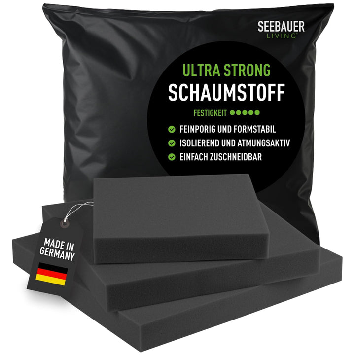 Schaumstoff Ultra Strong RG 60/70 (Sehr fest) 40 x 40 x 5 cm Schaumstoffplatte für Polster und Sitzk