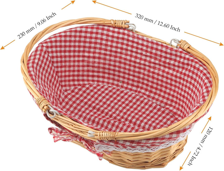 MUKCHAP 2 Stück Picknickkorb aus Weide, Picknickkorb Oval mit Klappbarem Griff, Picknickkorb Gewebt