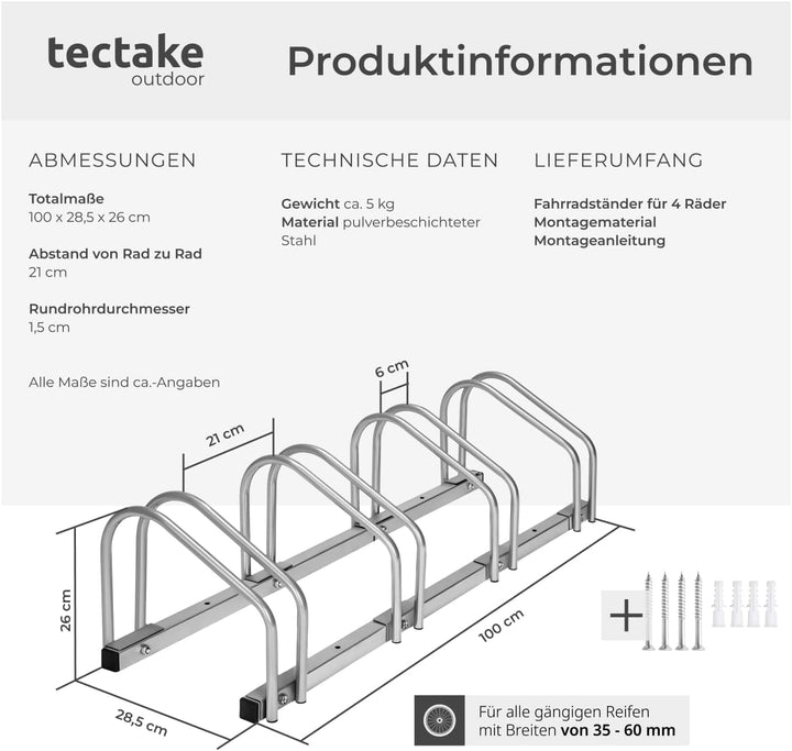 tectake® Fahrradständer für Fahrrad und e-Bike, Bike Stand für Fahrräder, Fahrrad Ständer, Fahrradha