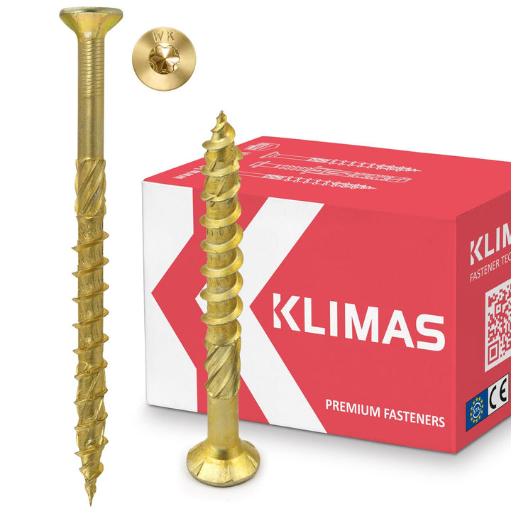 KLIMAS Holzschrauben Torx Spanplattenschrauben Gelb - Senkkopfschrauben - Terrasenschrauben - Univer