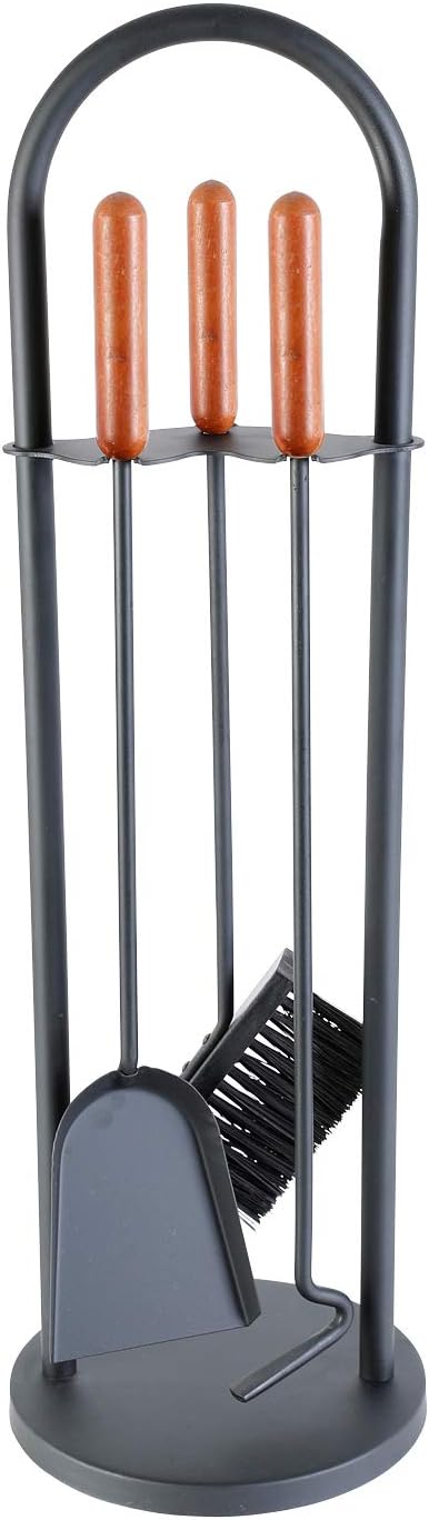 Kamino-Flam Kaminbesteck 3-teilig - Kamin-Zubehör mit Besen / Schaufel / Schürhaken / Ständer - Kami