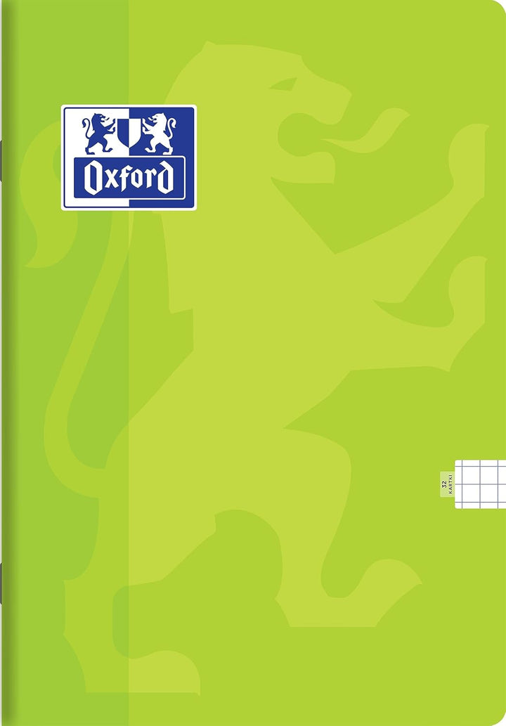 Oxford Touch Schulheft A5 Kladde 32 karierte Blätter mit Seitenrand, Optik Paper 90 g, weicher lamin