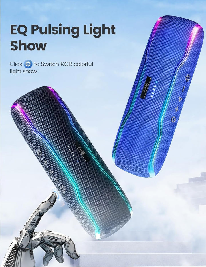 AY Bluetooth Lautsprecher Musikbox Tragbarer IPX7 Wasserdicht Bluetooth Box mit Bunten Licht und Sat