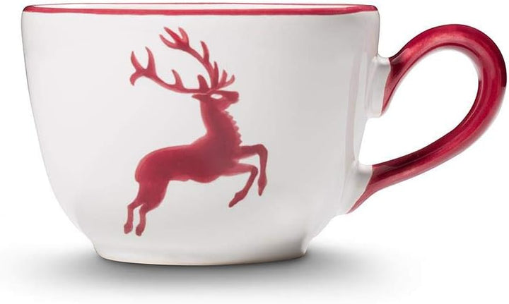 GMUNDNER KERAMIK Kaffeetasse glatt Füllmenge : 0.19 Liter bordeauxroter Hirsch Geschirr, handgemacht
