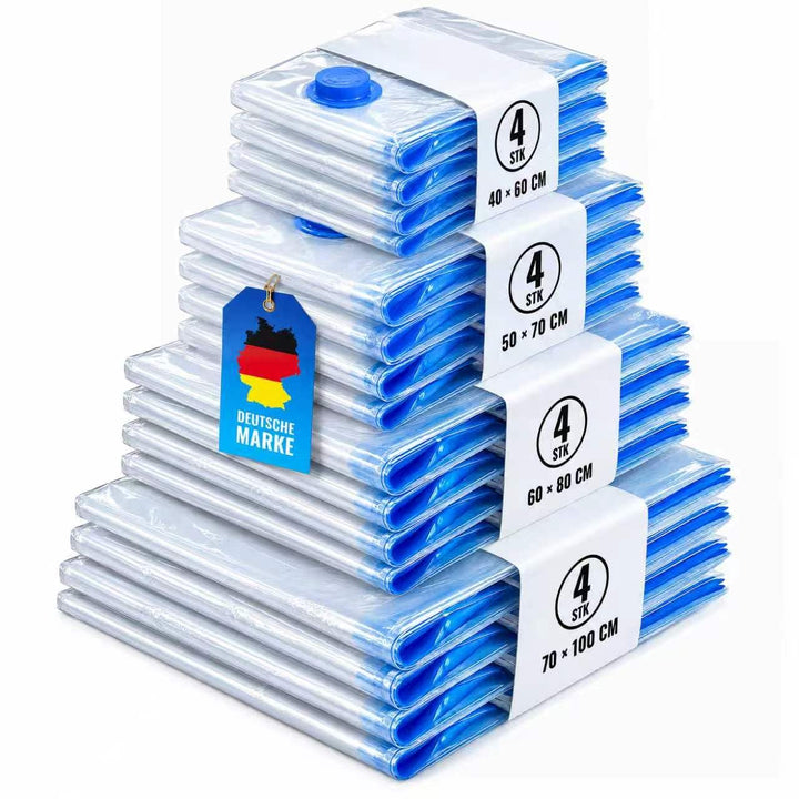 Allyson® Vakuumbeutel ohne Pumpe, 16er Set, Kleidung, Bettdecken &amp; Kissen | mit Staubsauger vakuumie