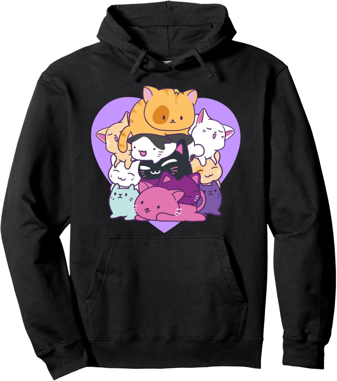 Cute & Funny A Meowtain Of Cats Kitten Mountain Pun Pullover Hoodie