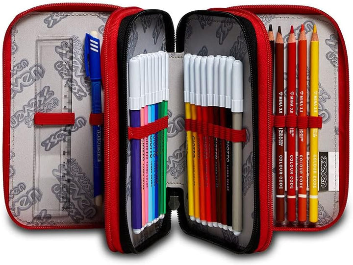 Seven Federmäppchen, Mäppchen, mehrfarbig, Federtasche für Schreibwaren, Etui mit Stiften, Kugelschr