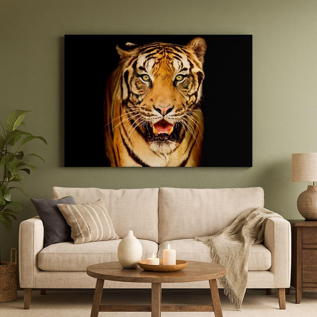 ARTTOR Bilder auf Leinwand 100x70cm Leinwandbild mit Rahmen tiger tier Gross Wanddeko Bild Schlafzim