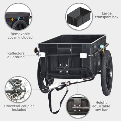 Tiggo VS Plus Fahrrad Lastenanhänger & Handwagen mit 70 Liter Transportbox Fahrradanhänger Transport