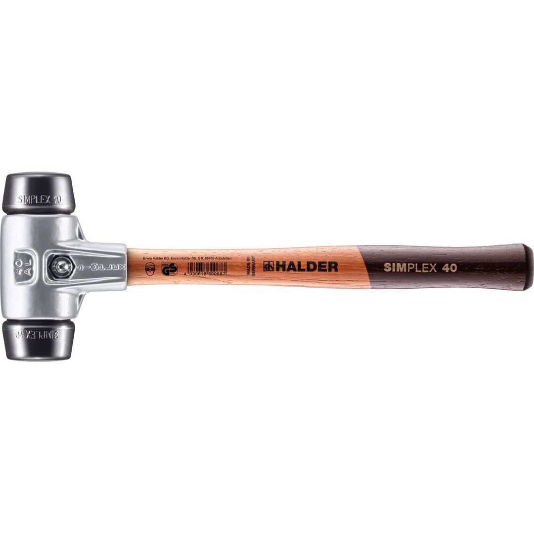SIMPLEX-Schonhammer, Gummikomposition; mit Aluminiumgehäuse und hochwertigem Holzstiel | D=40 mm | 3
