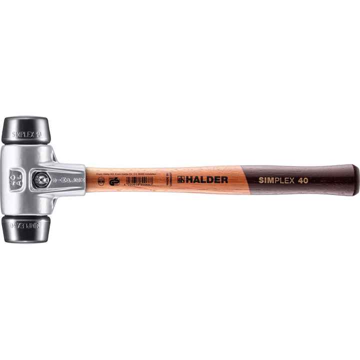 SIMPLEX-Schonhammer, Gummikomposition; mit Aluminiumgehäuse und hochwertigem Holzstiel | D=40 mm | 3