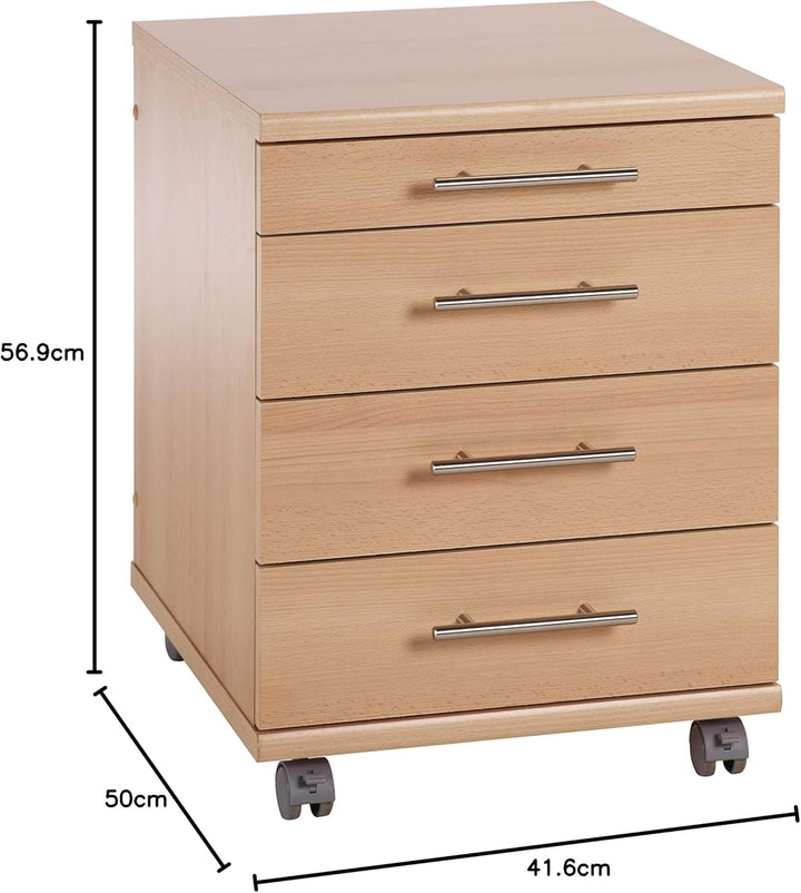 Möbelpartner Rollcontainer Colors, 701402, Samerbergbuche Dekor, ca. 41,6 x 50 x 56,9 cm, Samerbergb