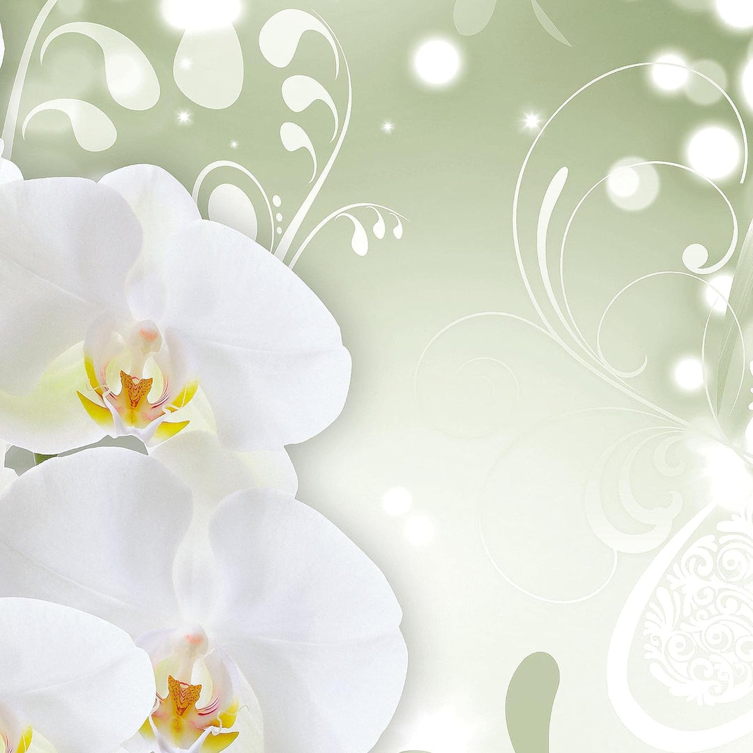 Runa Art Wandbilder Blumen Orchidee 5 Teilig Bild auf Vlies Leinwand Deko Wohnzimmer Abstrakt Grün G