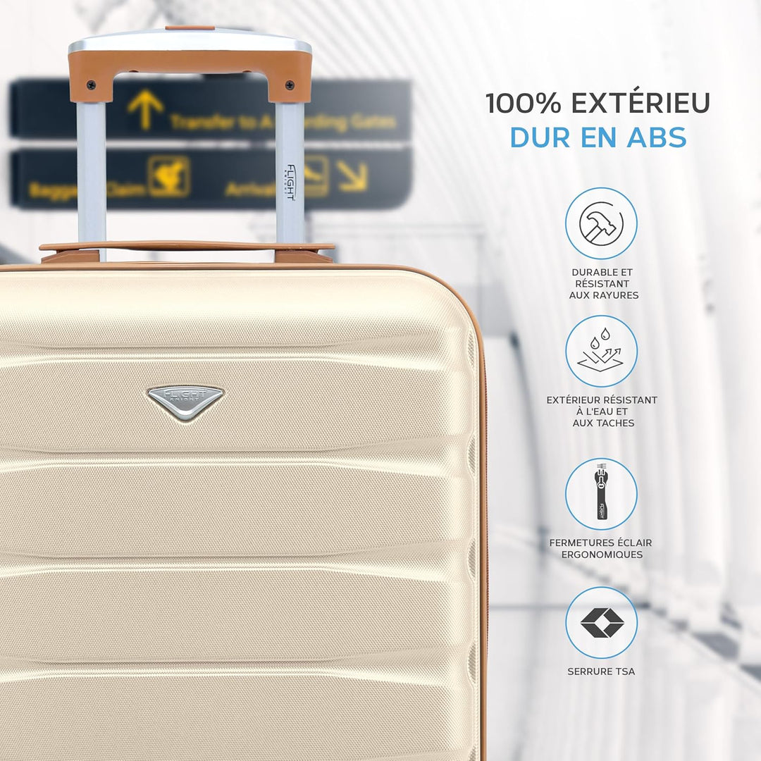Flight Knight Leichte 4-Rad-ABS-Hartschalenkoffer Handgepack, zugelassen fur uber 35 Fluggesellschaf