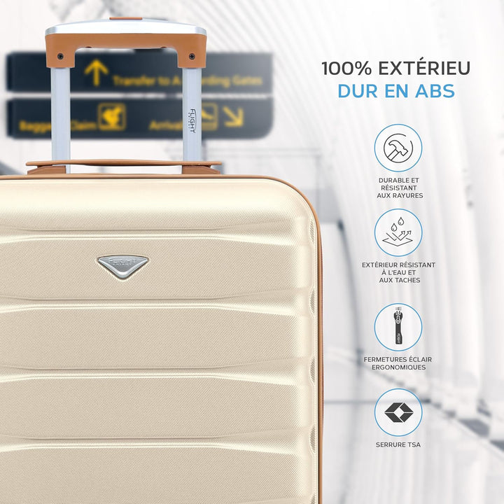 Flight Knight Leichte 4-Rad-ABS-Hartschalenkoffer Handgepack, zugelassen fur uber 35 Fluggesellschaf