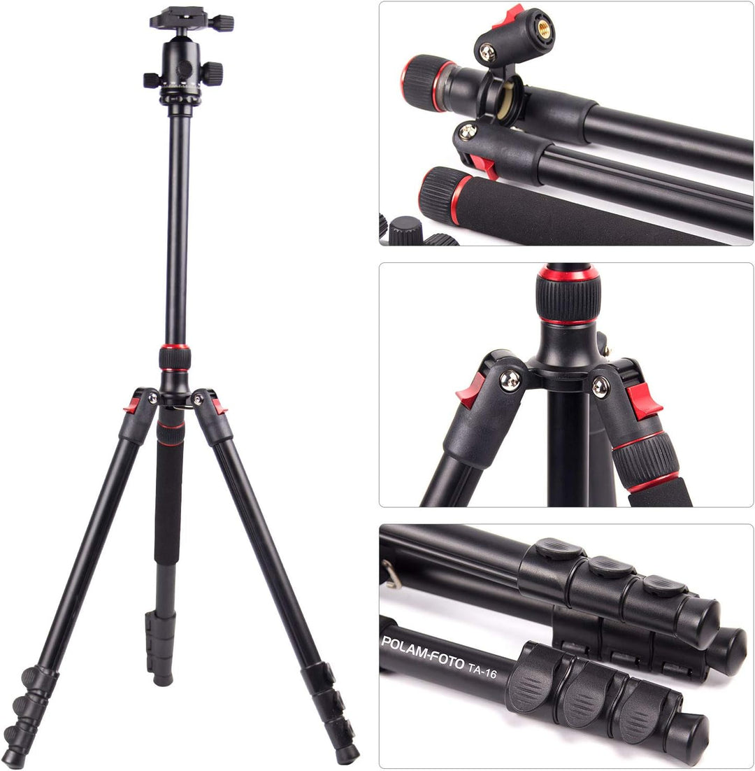 POLAM-FOTO 168cm Kamera Stativ Aluminiumlegierungen Stativ mit Einbeinstativ und 360° Kugelkopf， Rei