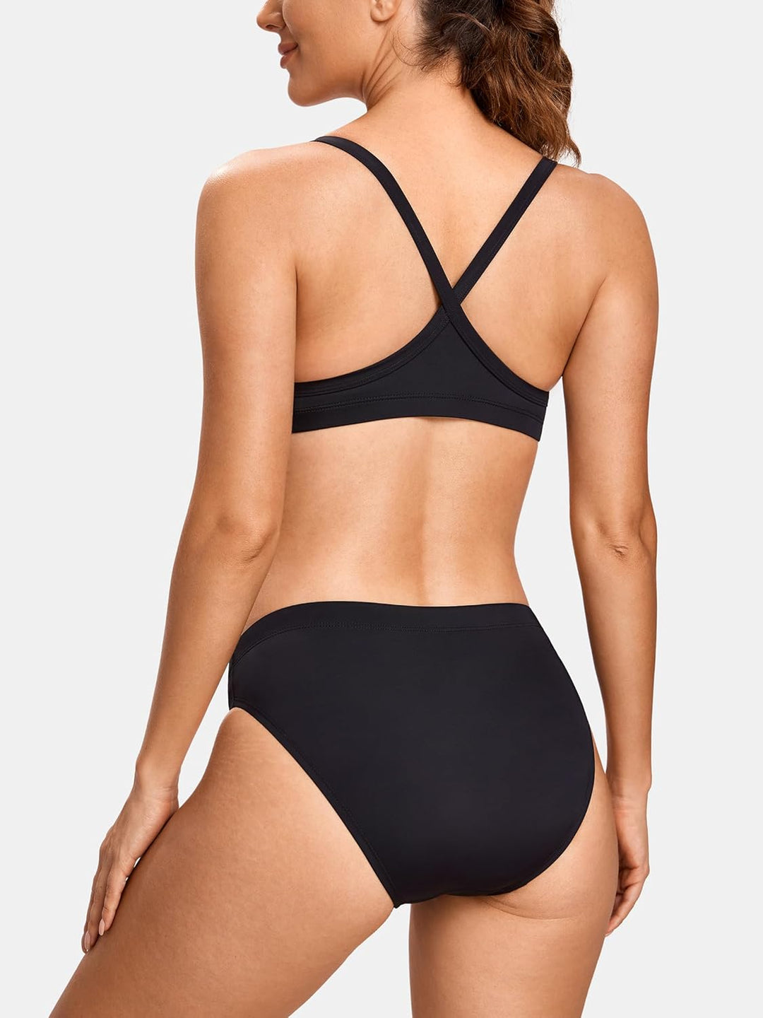 SYROKAN Damen Sport Badeanzug Bikini Set Bikinioberteil mit Licht Gepolstert XXS Schwarz, XXS Schwar