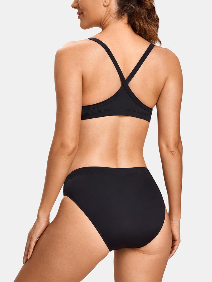 SYROKAN Damen Sport Badeanzug Bikini Set Bikinioberteil mit Licht Gepolstert XL Schwarz, XL Schwarz