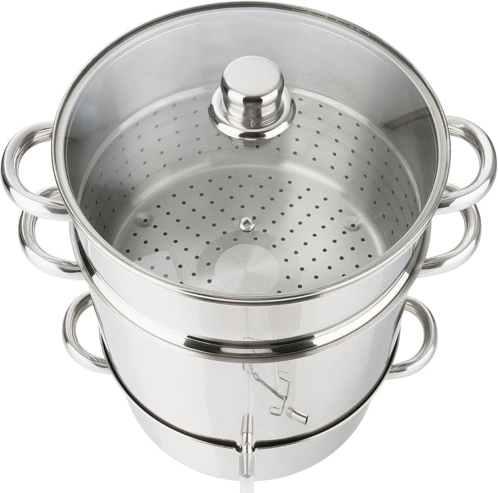 Arebos Dampfentsafter | 15 L | Edelstahl | für alle Herdarten geeignet auch Induktion| Ø 26cm | spül