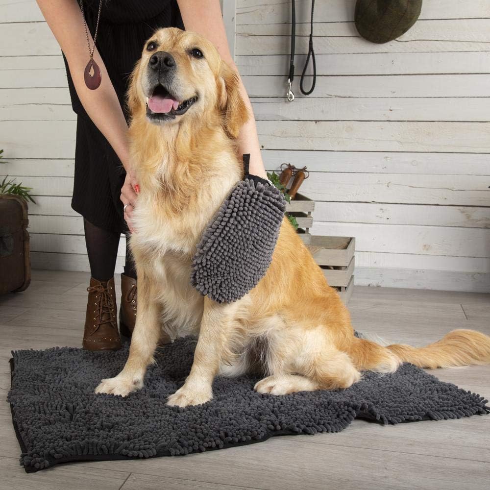 Scruffs Noodle Dry Mit/2 in 1 Trocken-/Fellpflege-Handschuh, 25 x 25 cm, grau grau Handschuh, grau H