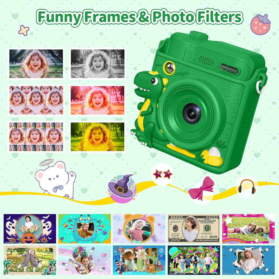 Gofunly Sofortbildkamera Kinder, 1080P HD Kinderkamera Sofortbildkamera mit 32GB Karte & DruckerPapi