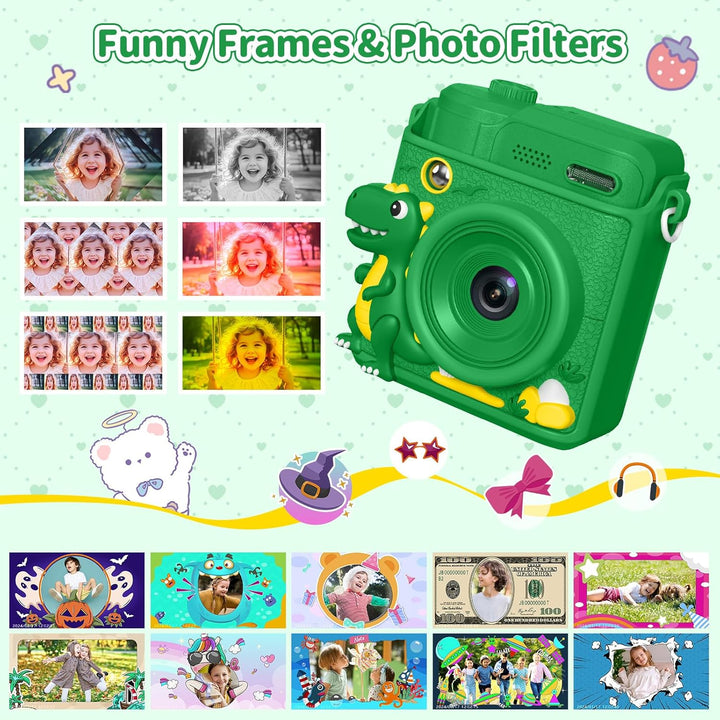 Gofunly Sofortbildkamera Kinder, 1080P HD Kinderkamera Sofortbildkamera mit 32GB Karte & DruckerPapi