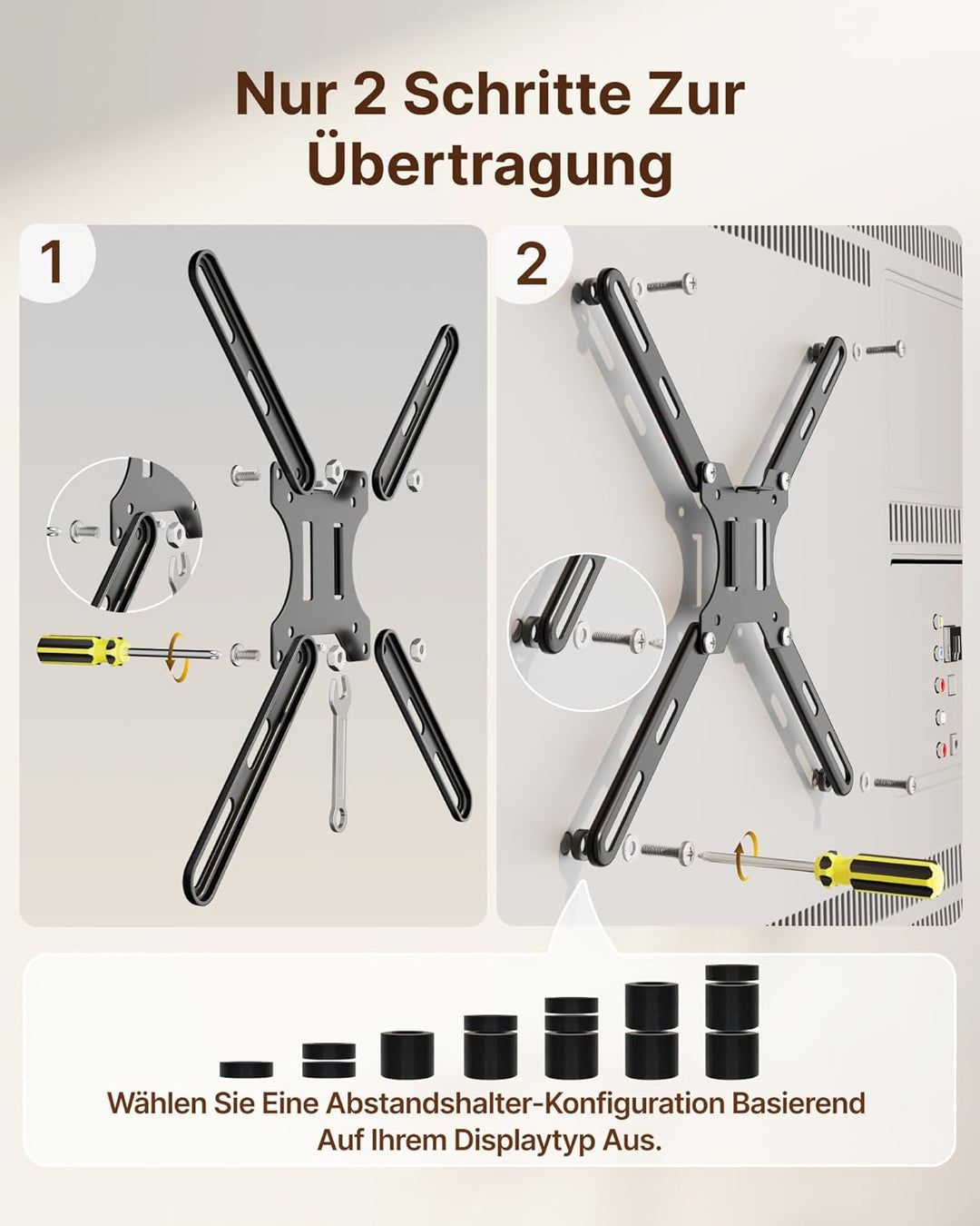 monTEK Stahl VESA Adapter, universelle VESA Adapterplatte für 32-55 Zoll LCD-LED-Fernseher bis zu 30