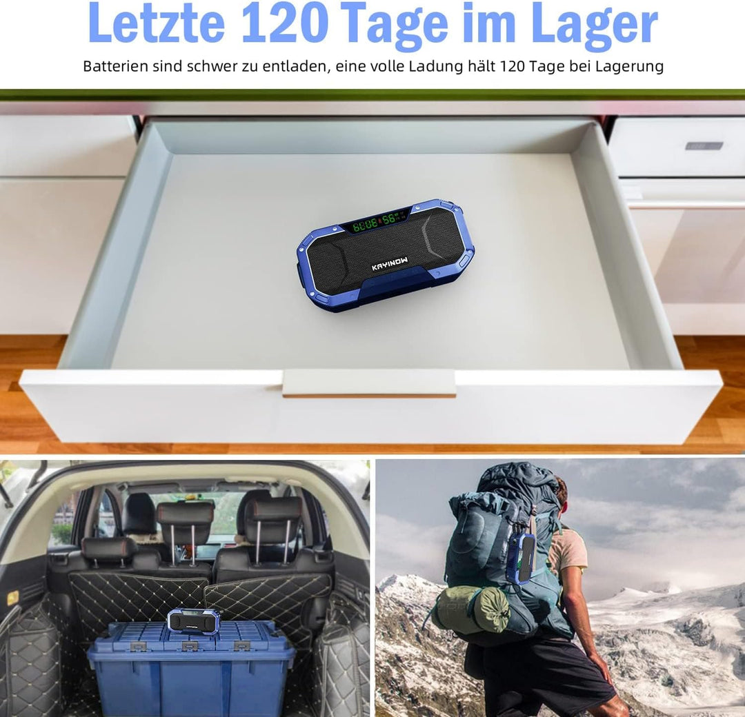 KAYINOW Solar Kurbelradio-Bluetooth Lautsprecher HandyLadefunktion, IPX5 wasserdichtes tragbare klei