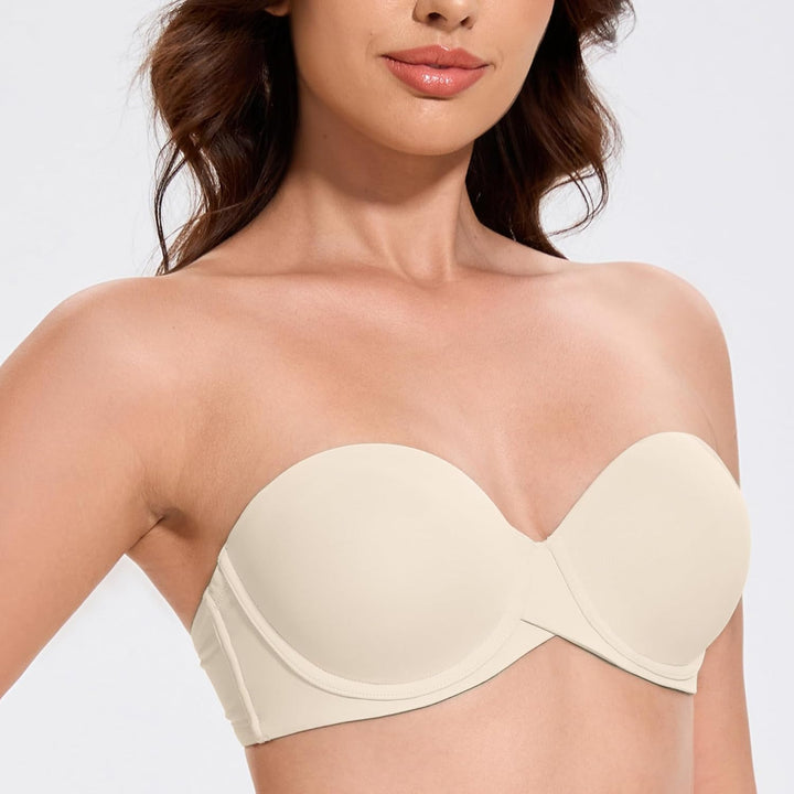 MELENECA Damen Push-Up Trägerlos BH - Bügel BH mit geformte Cups 70B Sanddollar, 70B Sanddollar